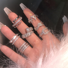 小眾設計閃鑽高級感冷淡風ins鑲鑽款系列氣質百搭開口可調節指環