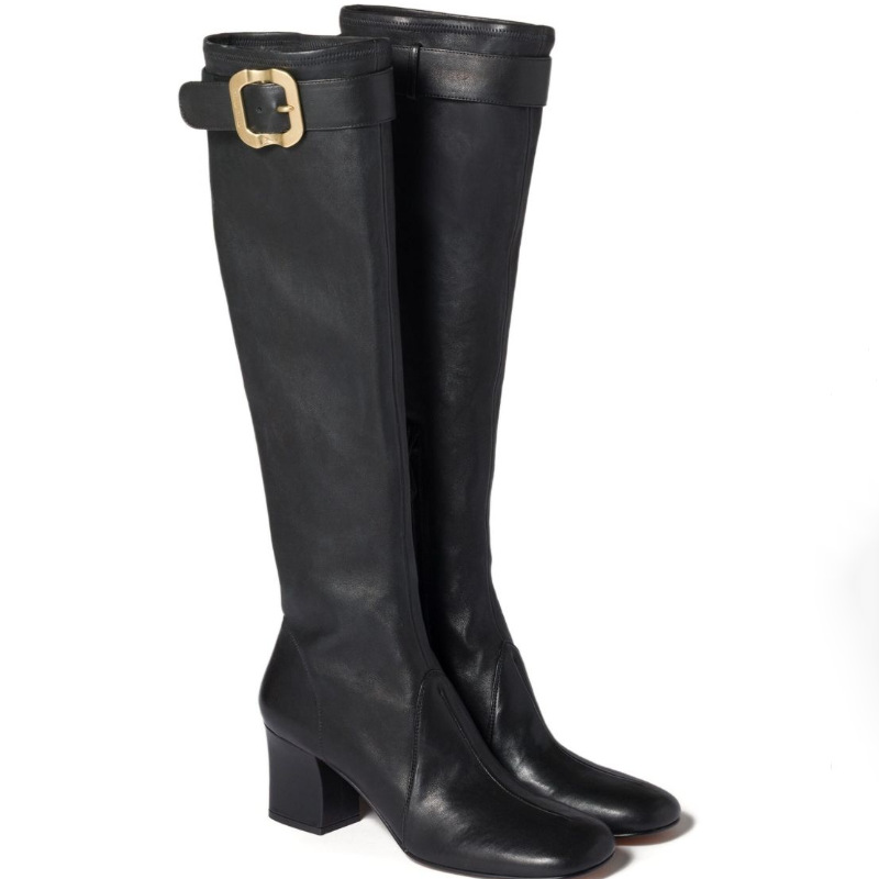 淘宝抖音小红书分销货源高筒码牛皮粗跟可长靴女靴3646成工厂直供