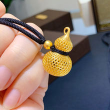 沙金饰品古法镂空花丝葫芦吊坠项链女福字挂坠小众轻奢高级感配饰