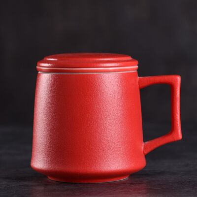 马克杯带盖过滤大容量办公室泡茶陶瓷水杯三件套商务礼品定制logo