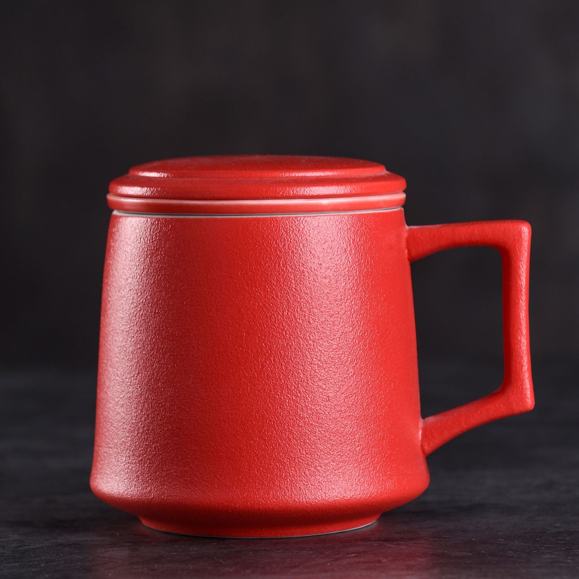 马克杯带盖过滤大容量办公室泡茶陶瓷水杯三件套商务礼品定制logo