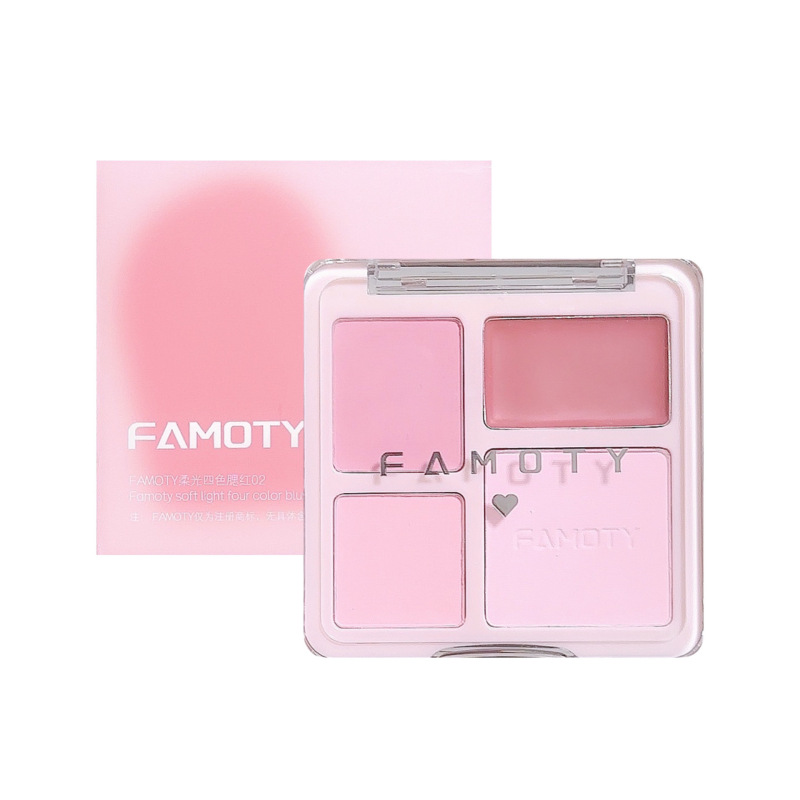 FAMOTY高ディスク頬紅ペースト粉泥膨張色提亮面中艶艶ハイライト修容四色頬紅代発|undefined