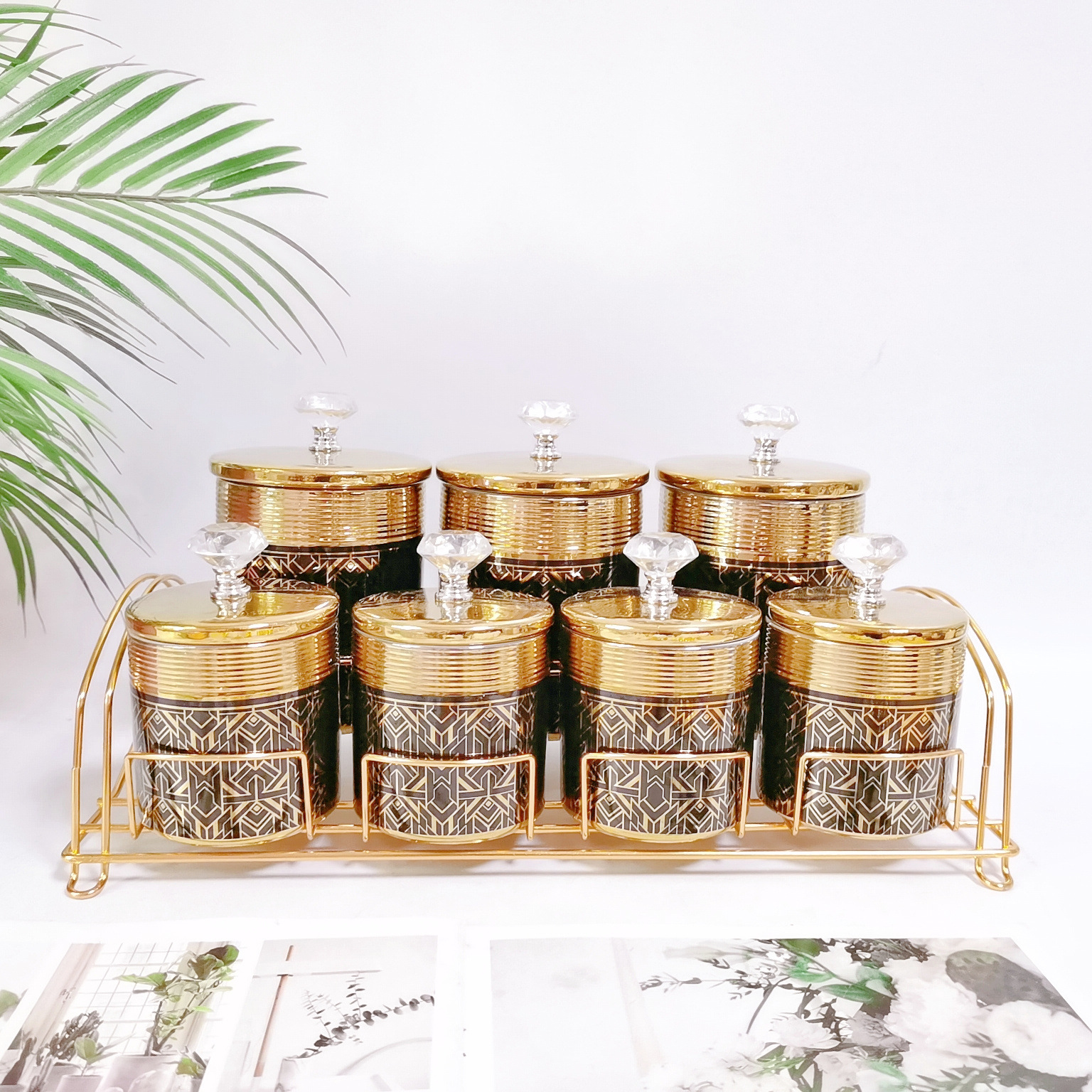 Comercio exterior transfronterizo de cerámica sellada tarro cocina almacenamiento condimento tarro multi-grano de almacenamiento de dulces tarro café té tarro traje