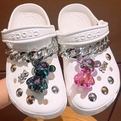 DIY鞋扣創意炫彩暴力熊漸變可拆卸配飾硬樹脂配件金屬適配洞洞鞋