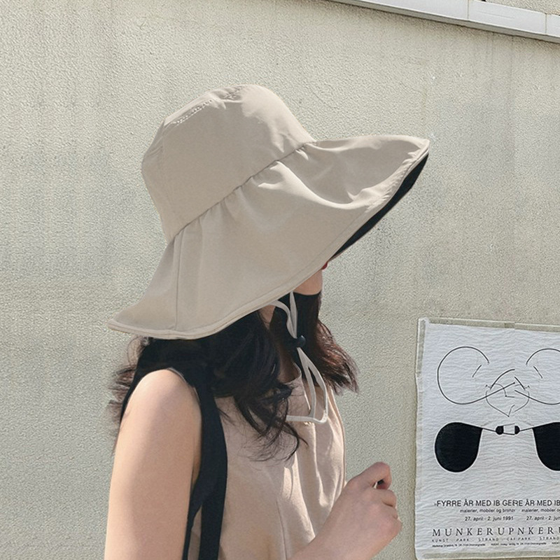 特大つば日焼け止め帽子海辺抗 UV upf50 + 日よけ帽子折りたたみビニール漁師帽子女性用|undefined