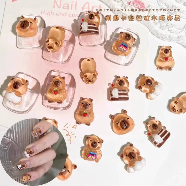 Интернет-знаменитость Капибала мини-мультяшные аксессуары для дизайна ногтей милые носимые серьги для ногтей с капибарой DIY материалы ручной работы