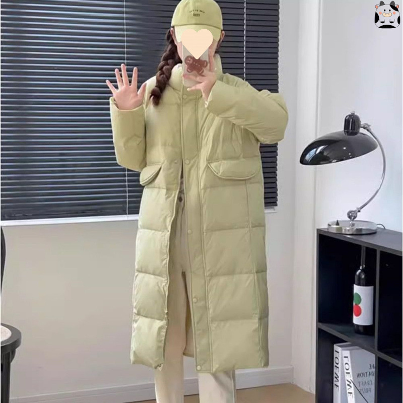 Off-Season down Jacket Women's Mid-Length Over-The-Knee 2026 Autumn and Winter Korean Style Stand-Up Collar Loose High-End White Duck down Jacket