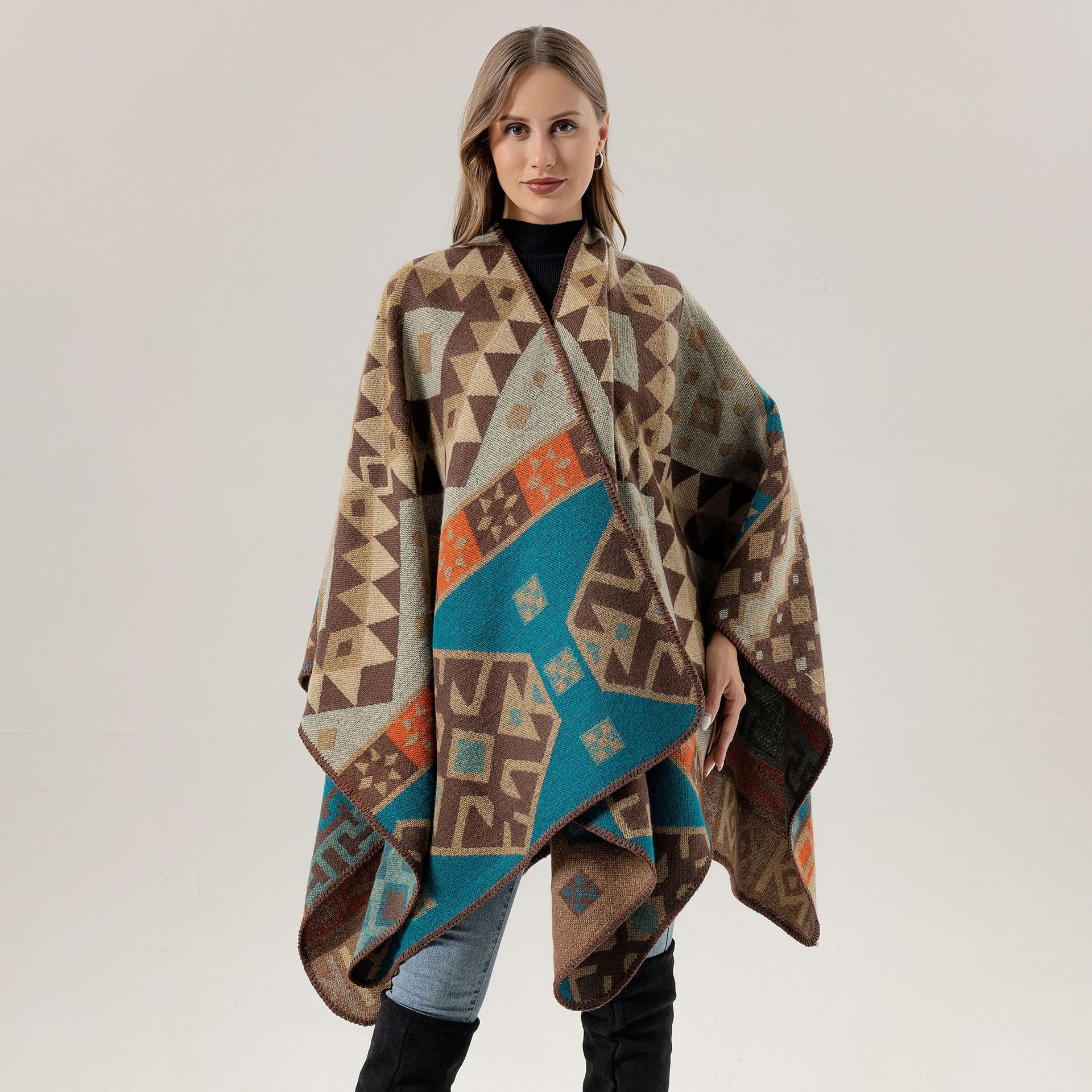 Chal étnico de pastizales de Xinjiang, grande, estilo verano y retro