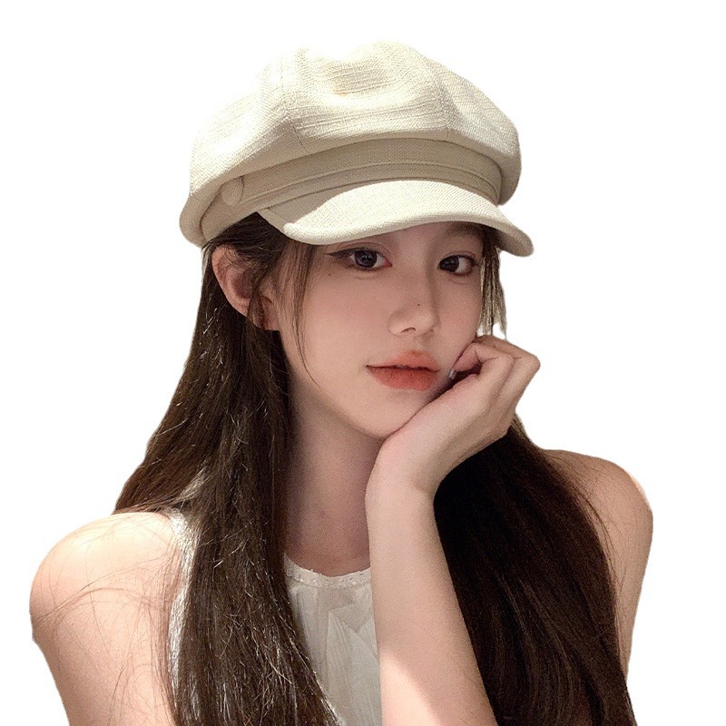 Boina coreana de ocho ángulos para niños 2024 nuevo estilo de verano alrededor de la cabeza de moda versátil para mostrar la cara de un pequeño pintor sombrero de moda