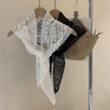 甜美蕾丝钩花外搭防晒披肩女春夏新品森系镂空花朵百搭三角巾围巾