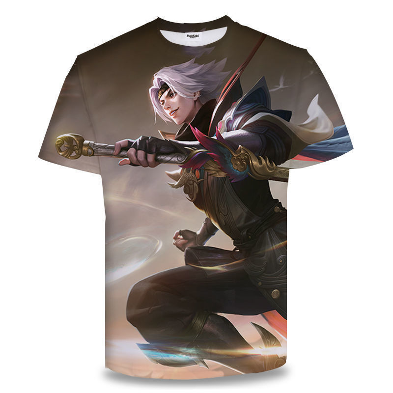 Camiseta de manga corta con estampado digital bidimensional de verano 3d verano para adolescentes y niños juego de gloria para hombres