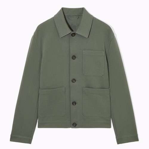 Men's Casual Stand Collar Work Jacket Outerwear for Spring and Autumn Open Top Shirt