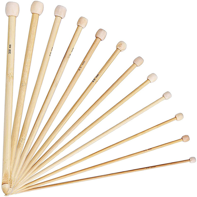 Afghan Crochet Hook Set with Bamboo Handle, 25cm, Handmade Weaving and Knitting Tools for DIY Scarves and Socks