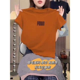 2026新款磨毛纯棉正肩圆领短袖t恤女小众洋气减龄内搭打底衫上衣