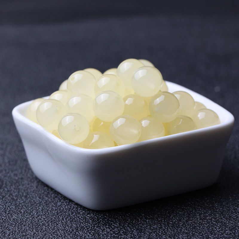 玉髓散珠石英岩嫩黃圓淺黃半成品子diy手串項鏈材料速賣通