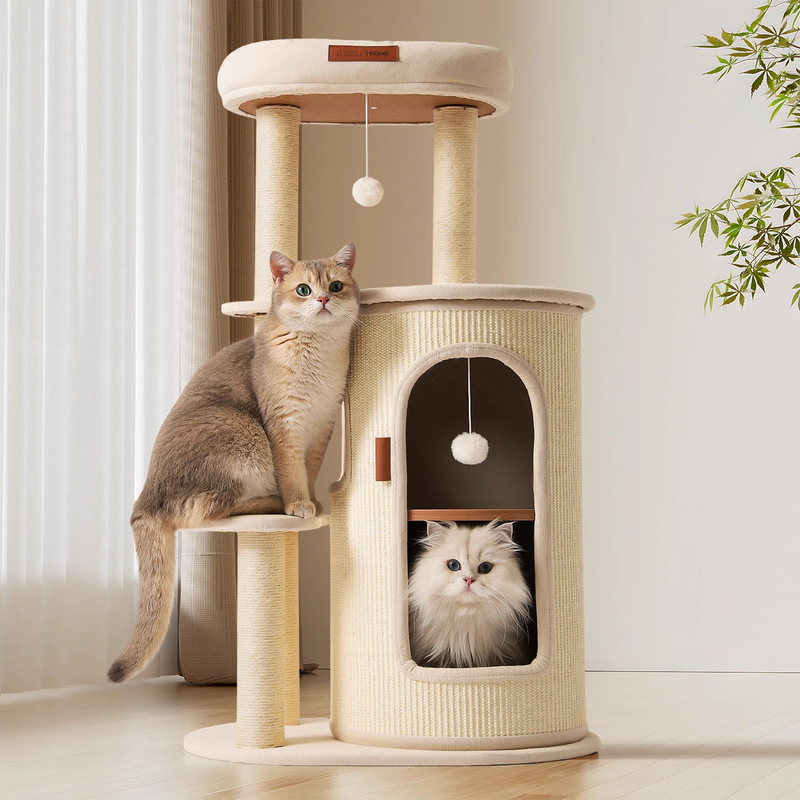 HOOPET 猫クライミングフレーム家庭用小型タイプはスペースを占有しない猫スクラッチボード猫の巣一体型多層サイザル麻バレルクライミングフレーム|undefined