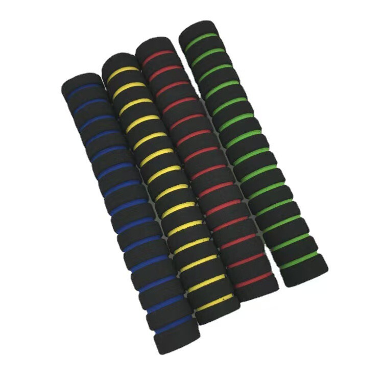 Bicycle Sponge Handlebar Grips, Extended Version, for Fixed-Gear and Mountain Bikes, Anti-Slip Grips with Colorful Stripe Design