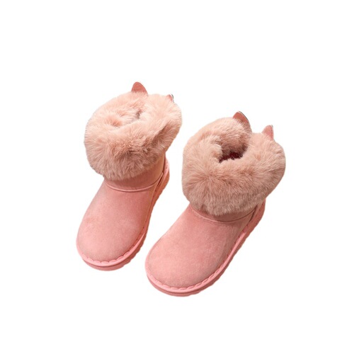 Winter Children Snow Boots for Girls with Fleece Princess Short Boots for Girls, Warm Baby Cotton Shoes for Boys