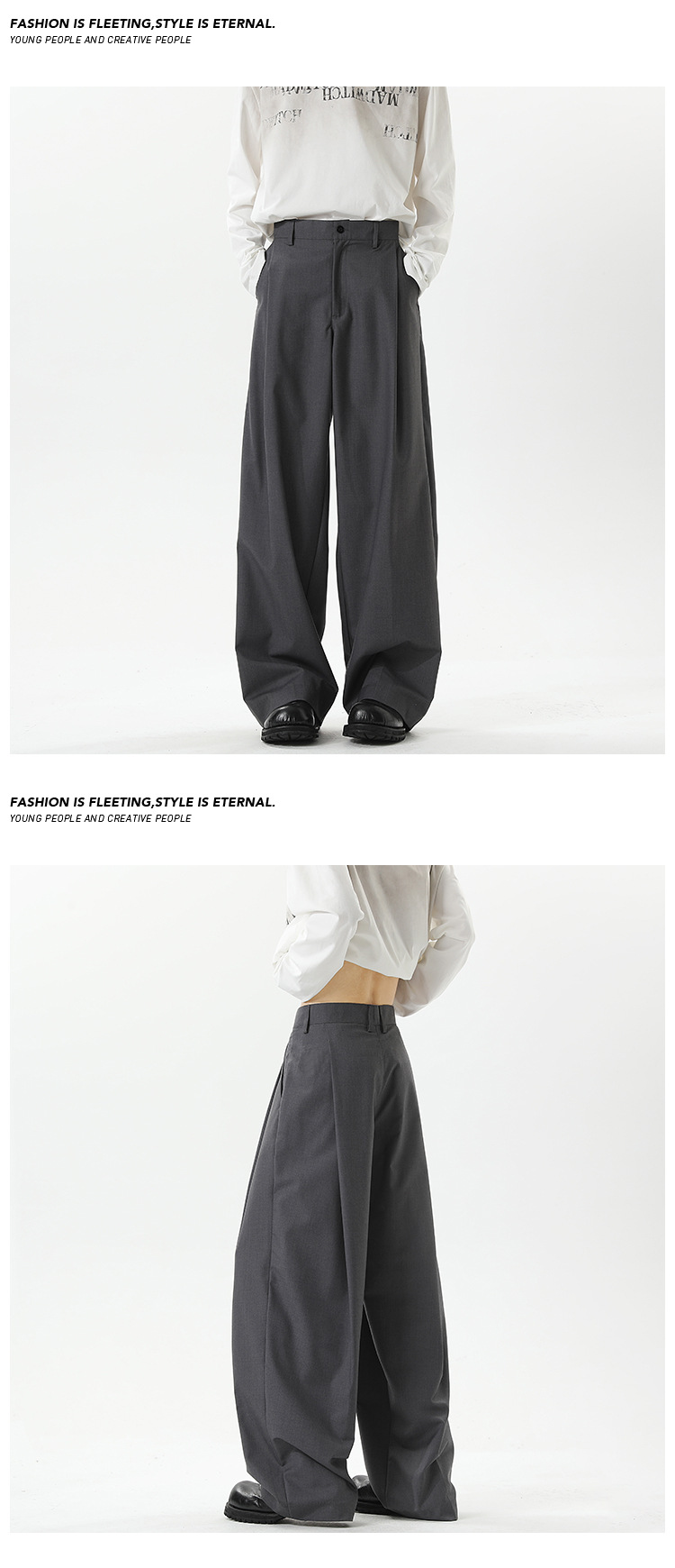 Pantalone uomo ampio con pieghe nero pantalone casual elegante_voghion.com