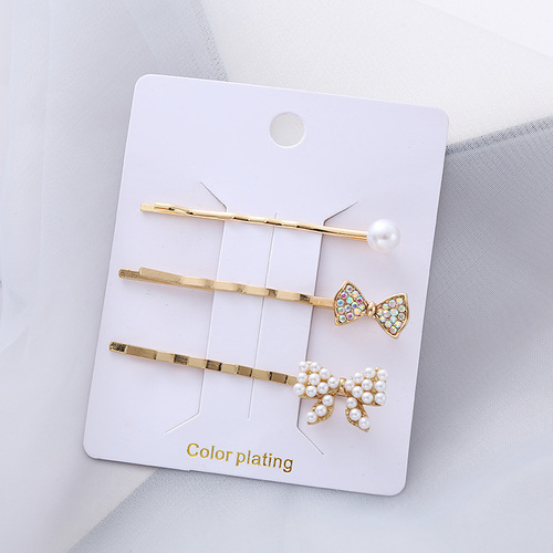 Japanese and Korean Minimalist Style DIY Famous Person Hair Clips with Metal Plating, Pearl, Crystal, and Diamond Eyebrow Clips for Women, Wholesale Hair Accessories