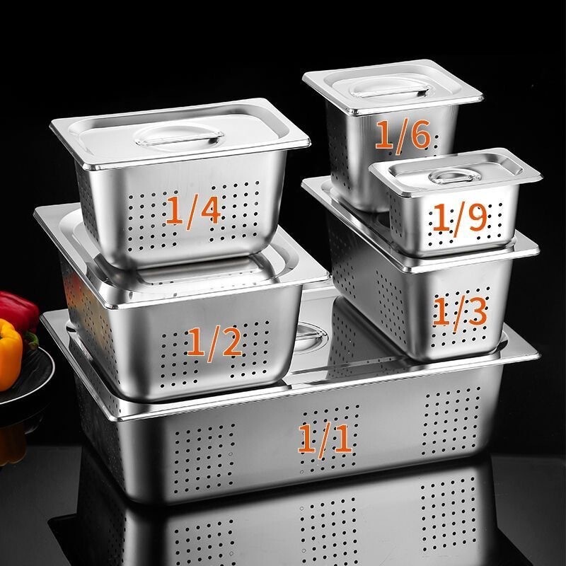 Stainless Steel Perforated Rectangular Serving Tray with Holes for Draining, Commercial Use Stainless Steel Perforated Rectangular Serving Tray with Holes for Draining, Commercial Use