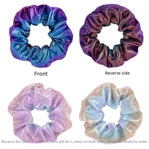 European and American cross-border AliExpress 16-color laser fabric hair tie, gold foil double-color gradient pig colon ring head flower 052