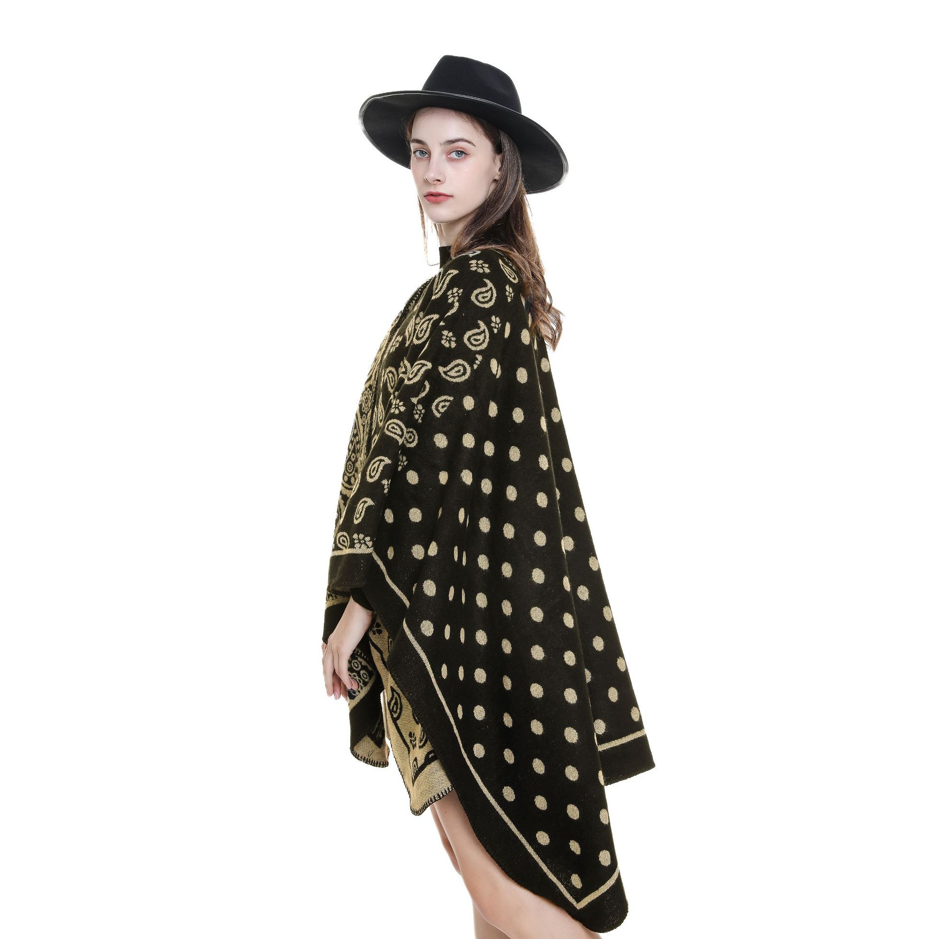 De las nuevas mujeres del mantón de La Flor anacardo moda cachemir split espesado caliente chal grande