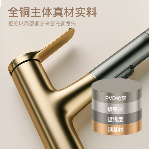 Full copper basin pull-out faucet wash basin basin hot and cold water bathroom toilet wash basin faucet