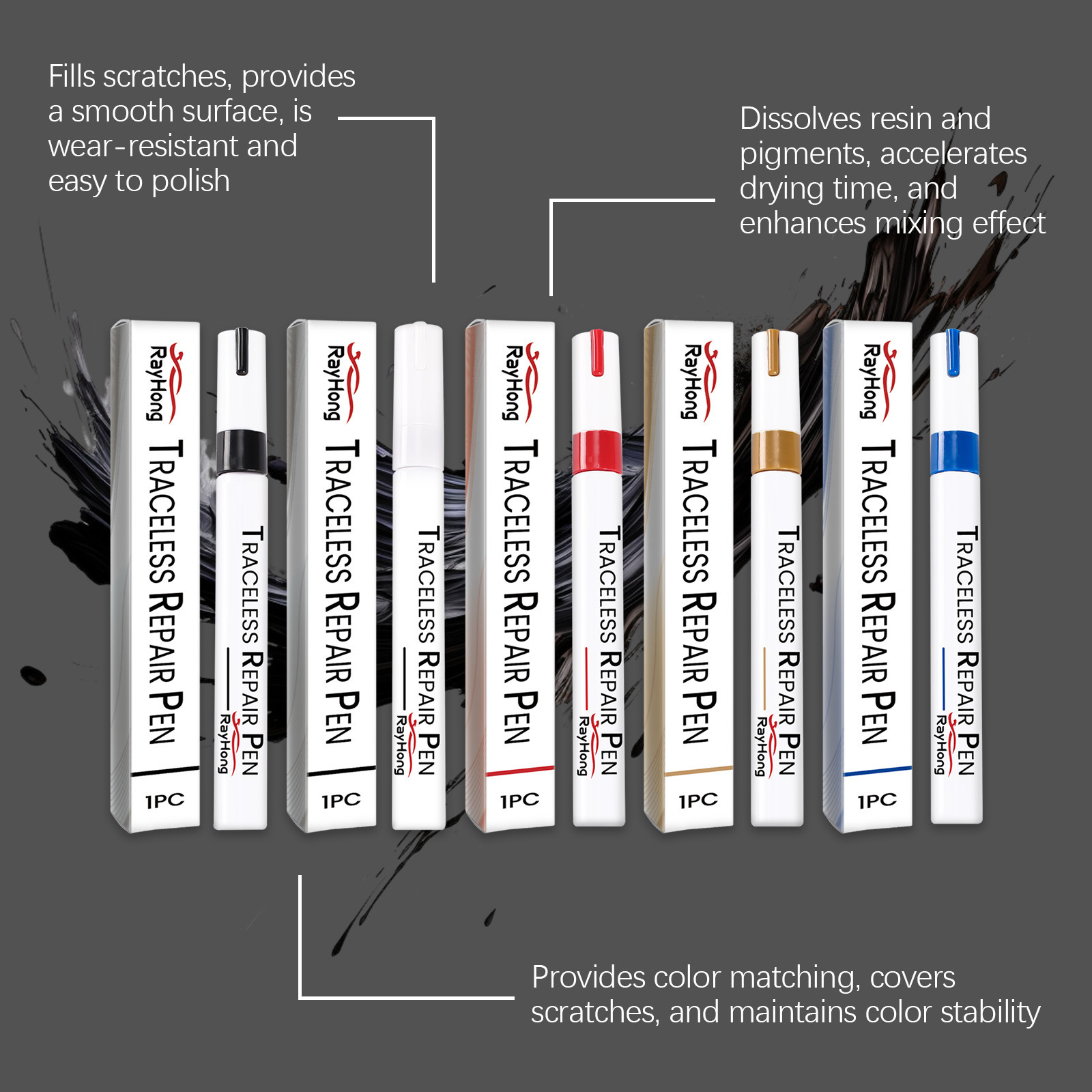 rayhong car touch-up pen, car scratch repair and restoration, car color care pen