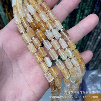 accessories cylindrical spacer beads wholesale | Zərgərlik ara hissələri - 28citrine-8x11mm-pillar-beads-approx-15-beads-per-strand-short-style