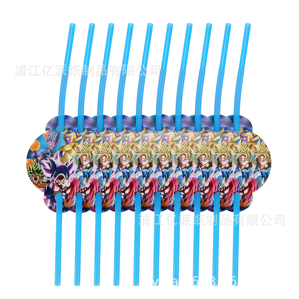 Nuevos siete bolas de dragón fiesta decoración atmósfera decoración prop bandeja de papel tazas de papel toallas de mesa set de cubiertos desechables