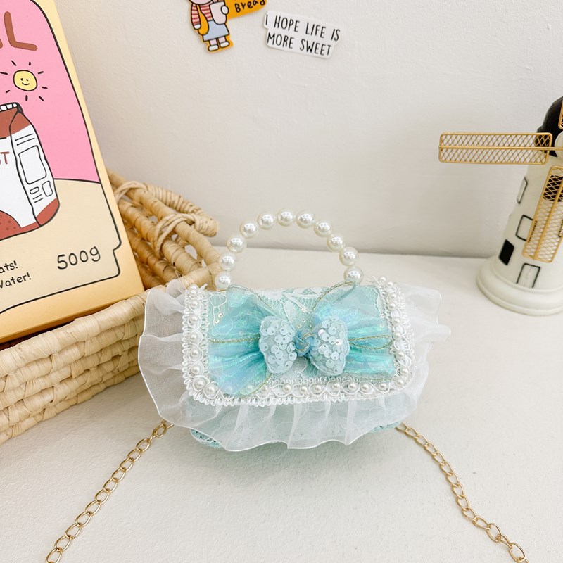 Nuevo encaje perla arco bolso cuadrado bolso de estilo extranjero versátil pequeño viento fragante bolso de chicas bolso de moda bolso de niños