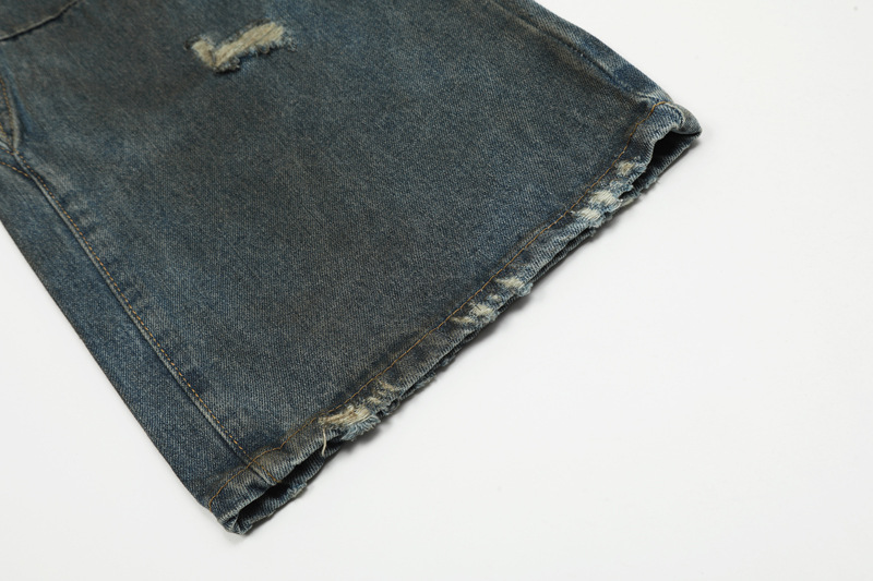 Men's Clothing Trendy and Fashionable Street Distressed Washed Sexual Ripped Jeans Men's Trendy Brand All-match Casual Loose Straight Pants_voghion.com