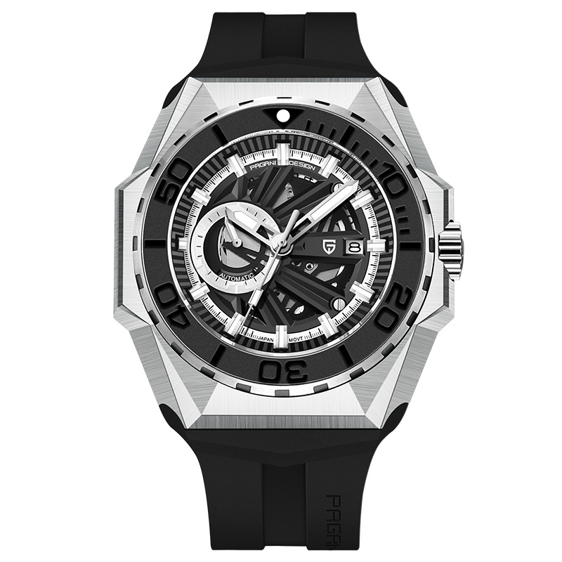 paganidesign reloj de hombre Bergani gran dial reloj mecánico automático caja de acero PD-YS007