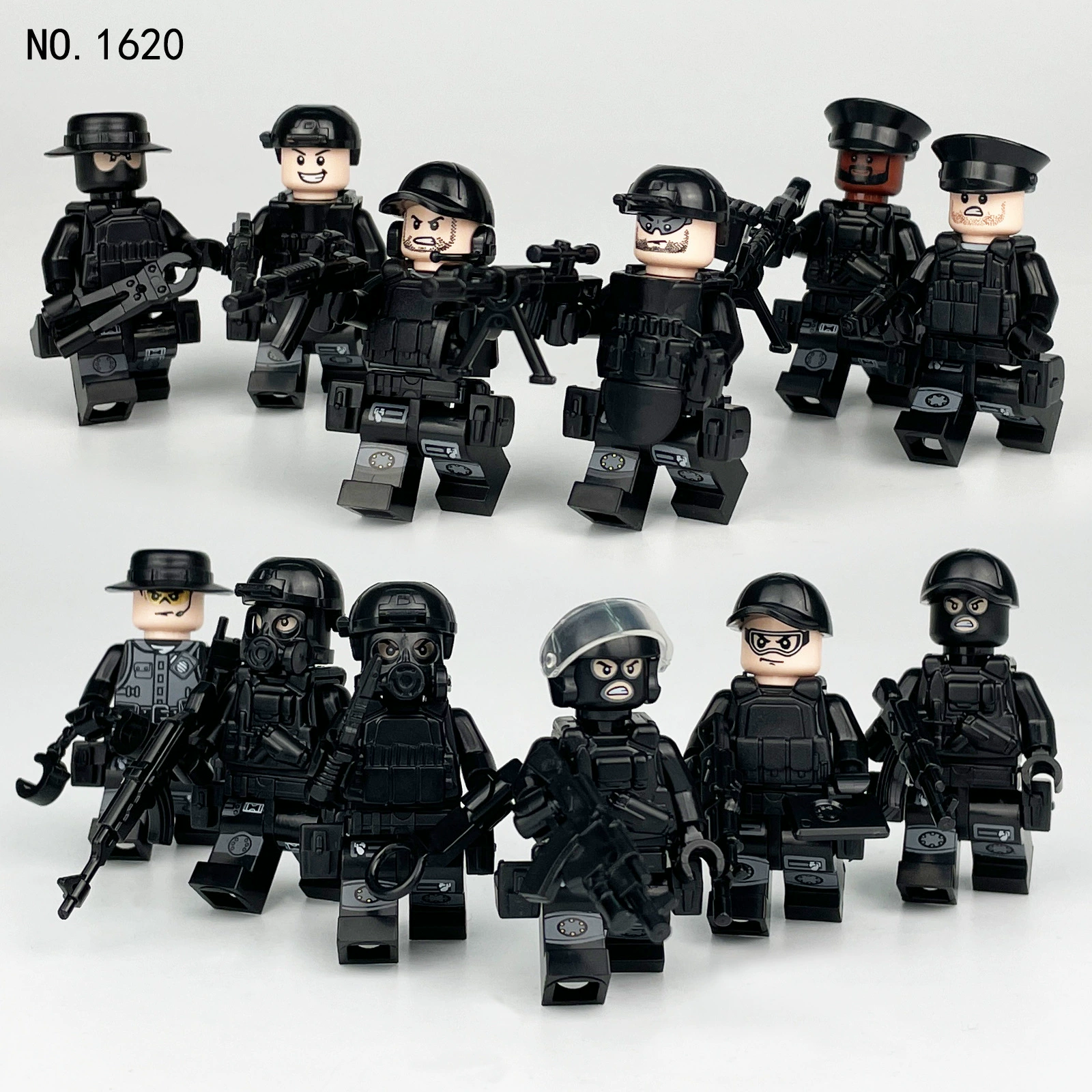 Jinzhi 500 Models of Swat Military Figures 1620 Weapons Children's Assembly Small Particle Building Block Toys Cross-Border Wholesale