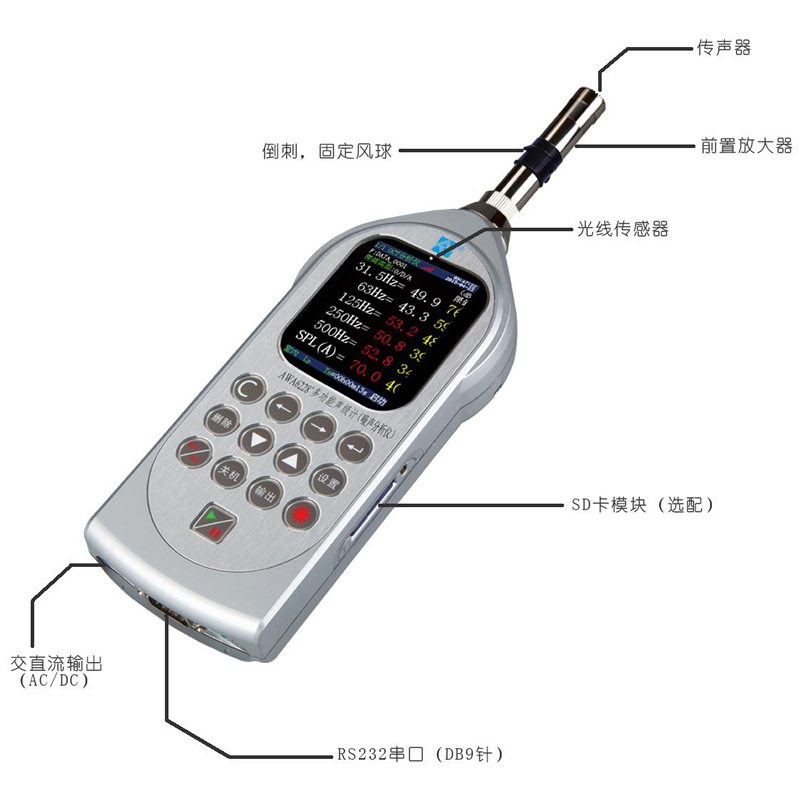 杭州爱华AWA6228+多功能声级计噪音检测仪环境分贝检测