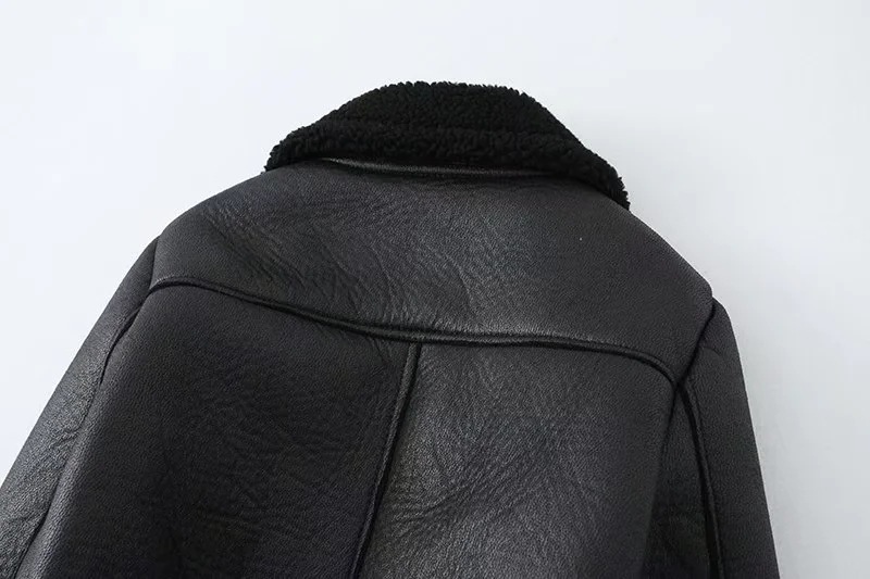 Urban casual, fashionable and simple faux leather jacket, a new winter top for women, a loose and slimming European and American style coat pic 10