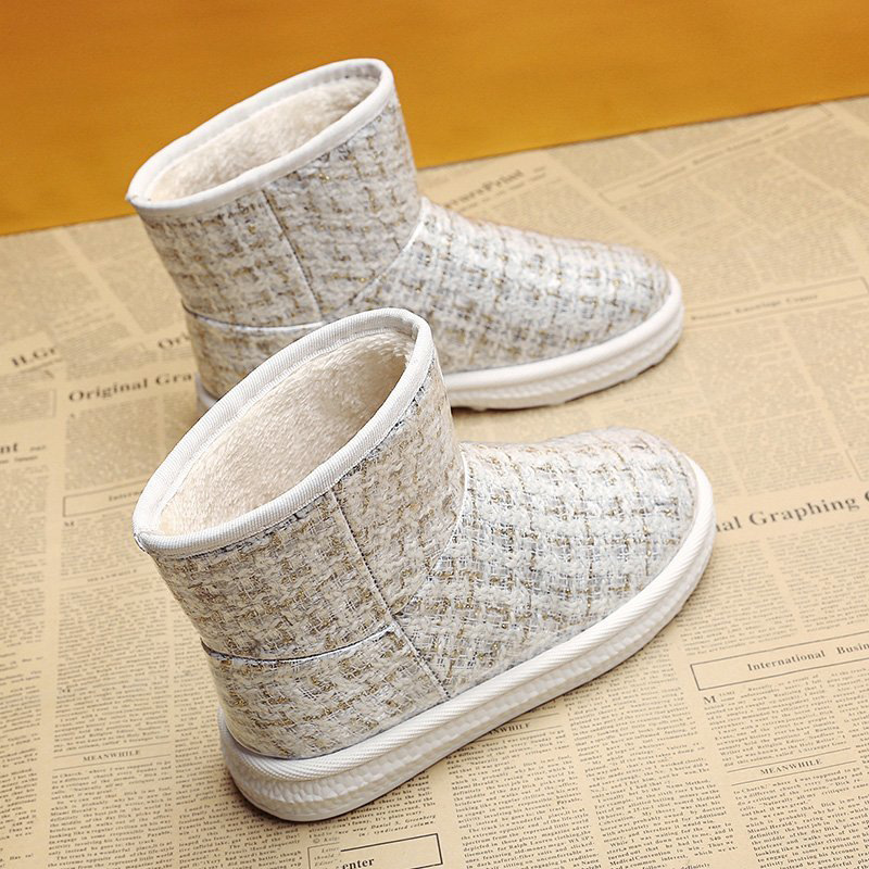 Botas de nieve de moda para mujeres nuevos zapatos de algodón de nieve antideslizantes impermeables gruesos con forro polar para mujeres