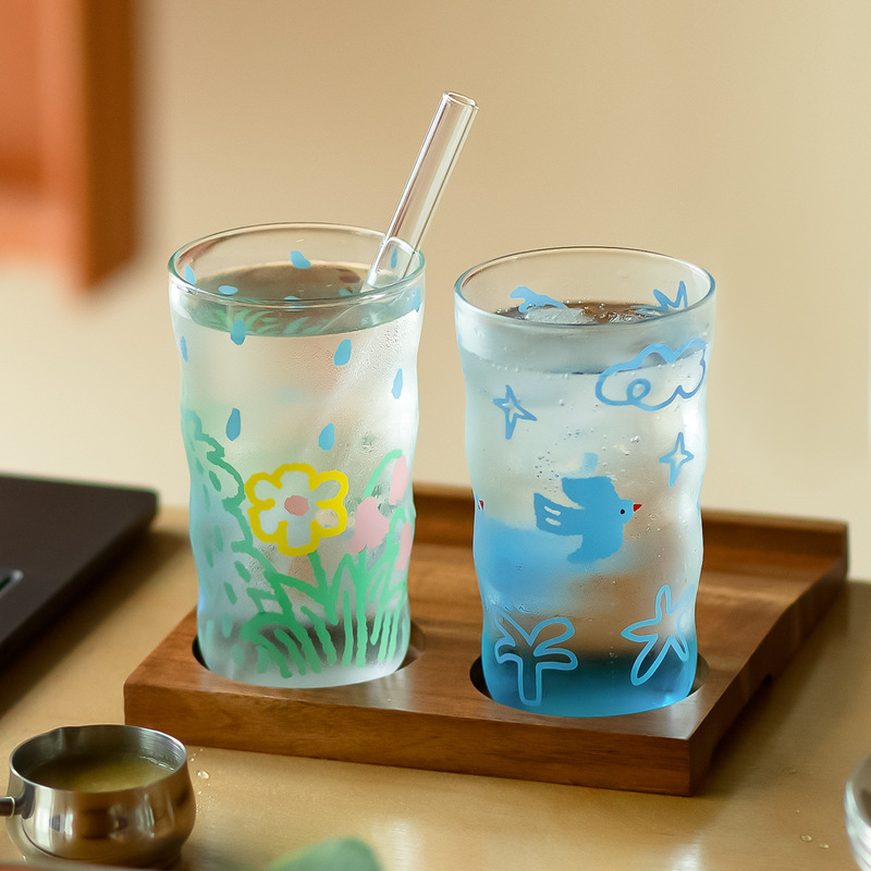 Flying Bird Series Wave Cup Glass Large Capacity High-Value Artistic Cup High Temperature Resistant Office Drinking Cup