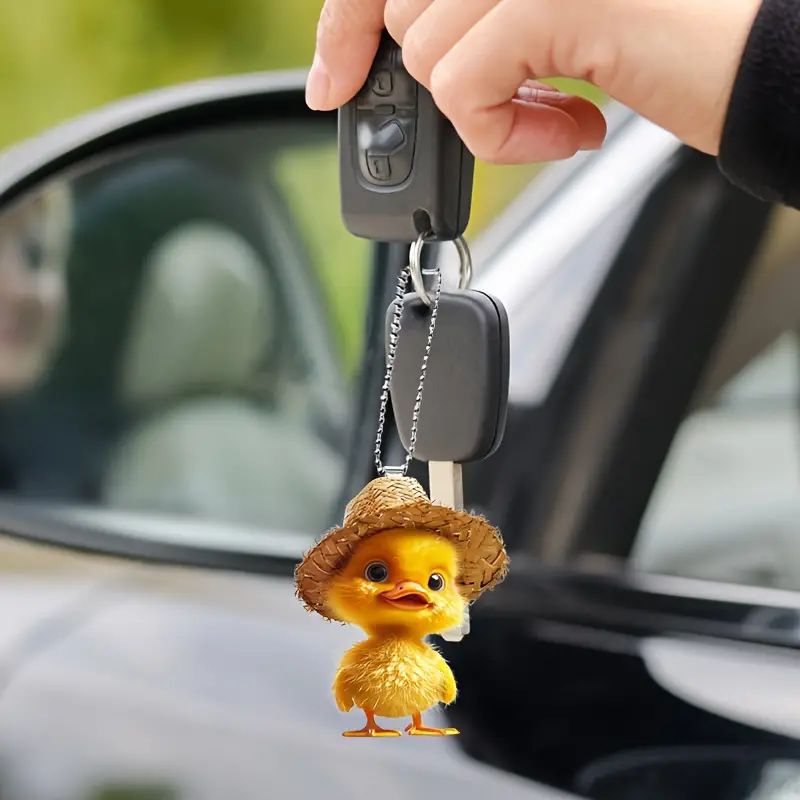 Nuevo acrílico plano transfronterizo para adornos de automóviles de pequeño pato amarillo adorable