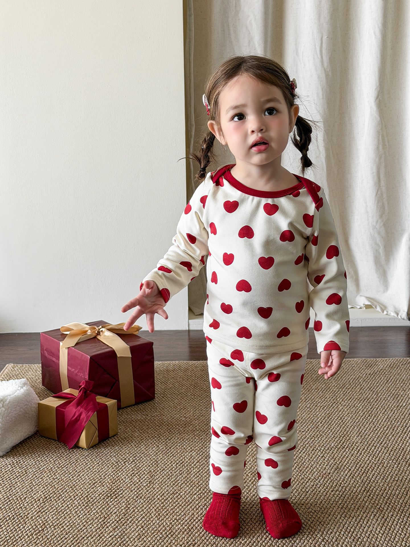 Sugar Pear ropa infantil pijama infantil ropa de invierno bebé ropa de hogar set A algodón sin costuras chaqueta de otoño de niñas