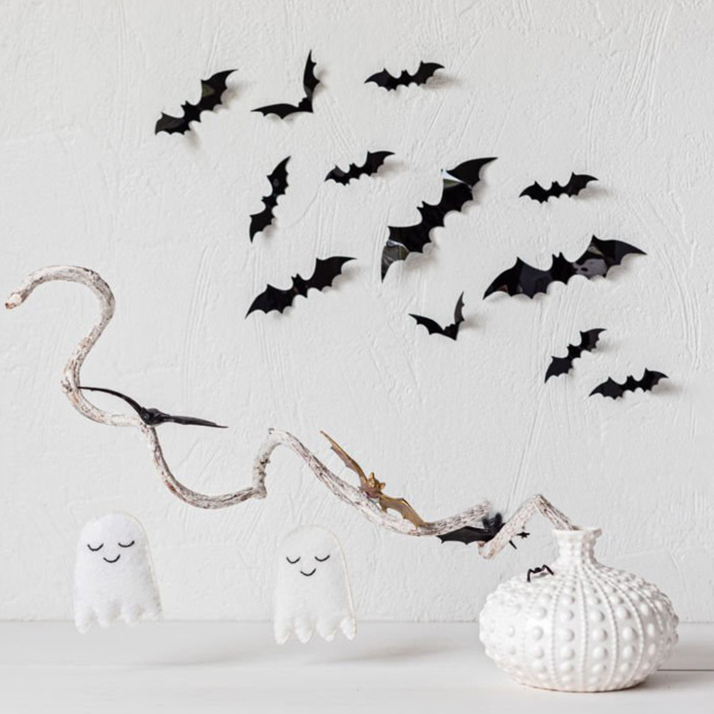 Transfronterizos Halloween PVC Bat Stick Set Black Bat Stick Wall Glass Stick Halloween Party Decoration Bat