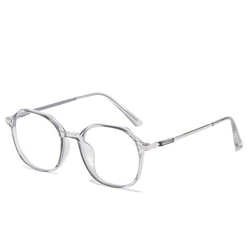 Trendy Polygonal Transparent Eyeglass Frames, Retro Artistic Korean-Style Anti-Blue Light Myopia Glasses—Ready-to-Wear Options for Women, Available in Lenses Ranging from 50 to 600 Degrees