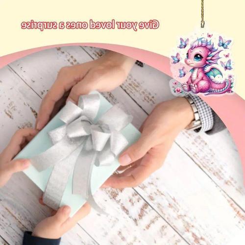 Cross-border new acrylic flat pink dragon pendant