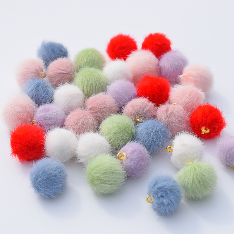 10 Pcs/package Cute Hairball Imitation Mink Jewelry Accessories display picture 12