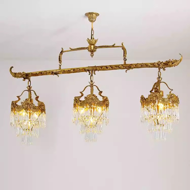 欧美法式奢华大气水晶复古高档别墅会所卧室书房餐厅吧台全铜吊灯