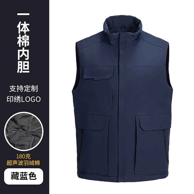 Moda de otoño e invierno ropa de trabajo cálida grupo actividad de construcción ropa a prueba de viento y a prueba de lluvia al aire libre abajo Chaleco de algodón personalización