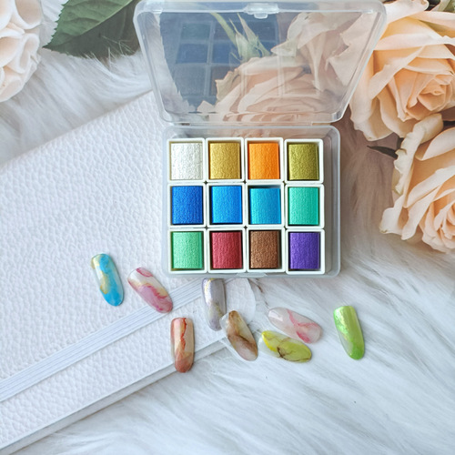 Solid Pigment Japanese Nail Art Twisted Flower Dyeing 48-Color Pearlescent Watercolor Paint