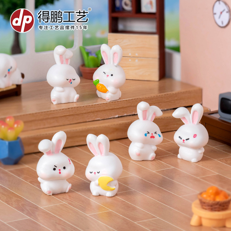 Micro Landscape Ornaments, Cartoon Cute Emotional Stress-Relief Little Rabbit Figurines, DIY Dollhouse Decorations, Desktop Small Ornaments Micro Landscape Ornaments, Cartoon Cute Emotional Stress-Relief Little Rabbit Figurines, DIY Dollhouse Decorations, Desktop Small Ornaments
