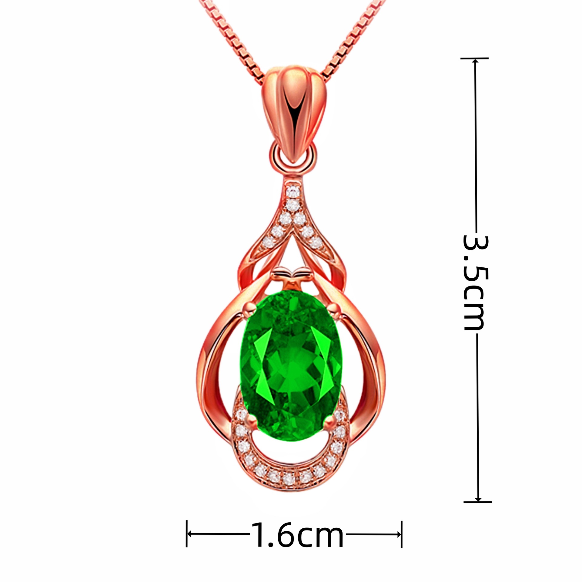 TIKTOK 라이브 비둘기 달걀 모양의 TOURMALINE 펜던트 다이아몬드 펜던트 목걸이 18K 보석 드롭 펜던트 도금
